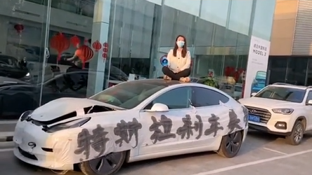 女車主質(zhì)疑特斯拉剎車失靈！車展會場門口雇車模維權(quán)